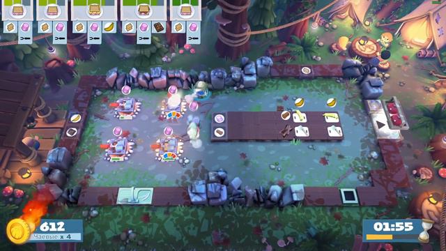 Overcooked! 2 — Campfire cook off (co-op 2 player, 4-stars) 1-2