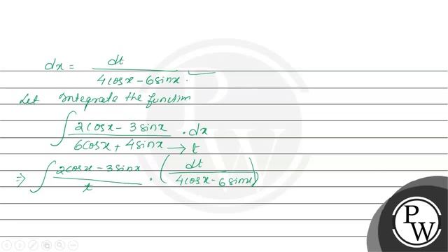 Evaluate \[ \int \frac{2 \cos X-3 \sin X}{6 \cos X+4 \sin X} D X \]