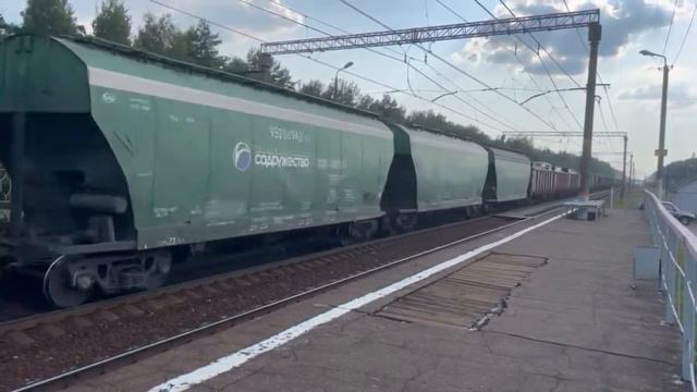 Грузовой поезд. Платформа Запутная, от Москвы. 24.07.2022