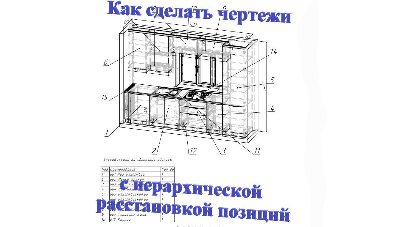 Базис Мебельщик. Как сделать чертежи с иерархической расстановкой позиций.