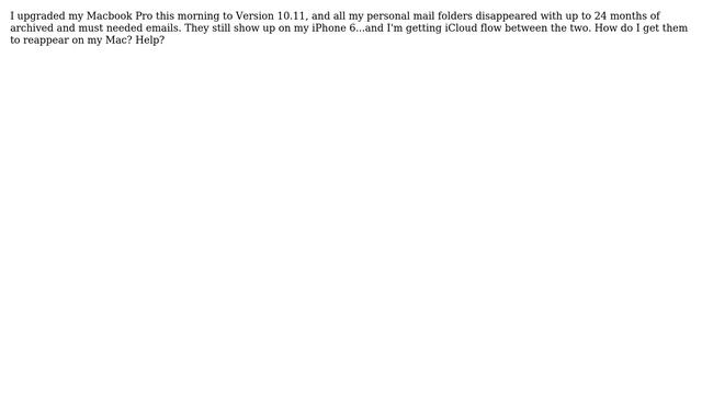 Apple: OS X El Capitan Mail Folder Issue