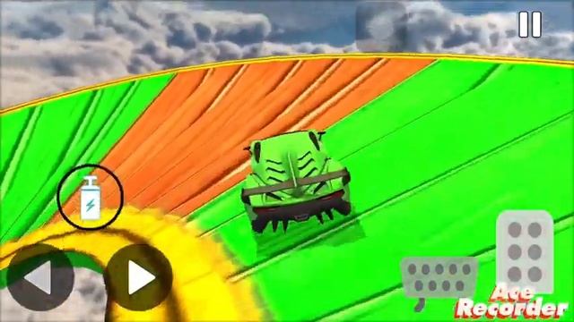 Color Car Green  Ferrari  Mega Ramp Car Stunts Racing Impossible Tracks 3D #3 - Android Gameplay