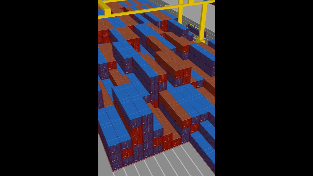 Цифровой двойник контейнерного терминала в Anylogic. Оптимизация. Поиск узких звеньев.#Shorts