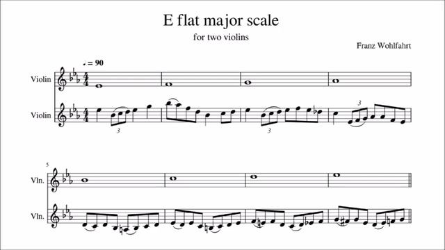 E FLAT MAJOR (Es-dur) One Octave Scale - (for Two Violins) - FRANZ WOHLFAHRT Op.38 (PLAY ALONG)