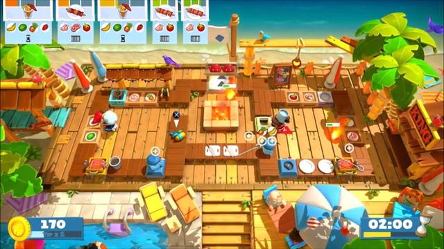 Arcade Lobby Vote- Baking Beaches  Fire Chaos (Overcooked- All You Can Eat) 2 Player