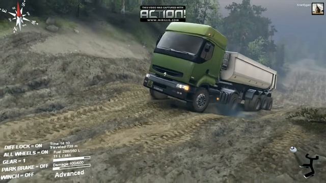 SpinTires Full Renault Premium Mod Hill Climbing
