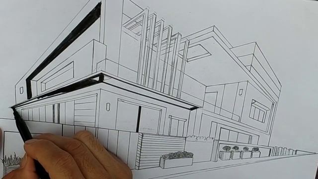 Vẽ  Ngôi Nhà Hiện Đại | Sketch Of A Modern House.