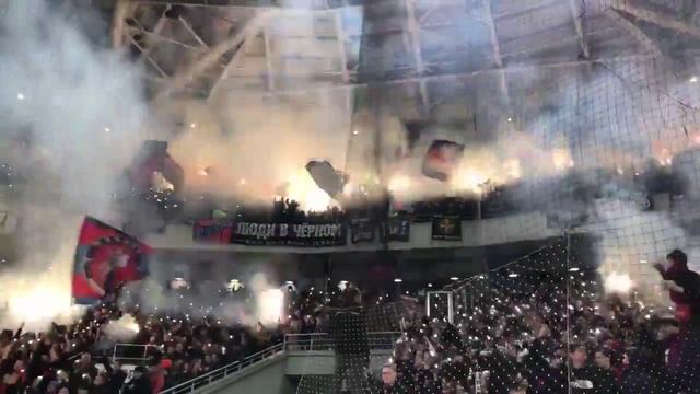 Дерби Спартак-ЦСКА , гостевая трибуна, пиро!