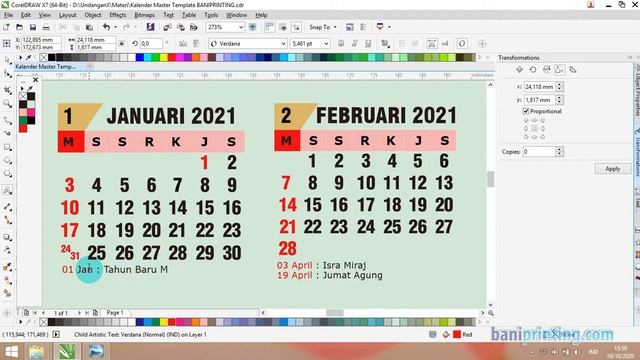 Tutorial CorelDraw #12 Cara Bikin Kalender 2021 Dan Seterusnya BONUS TEMPLATE KALENDER 2021 Lengkap