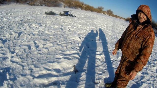 Мотобуксировщик Лидер на рыбалке 30.01.2018