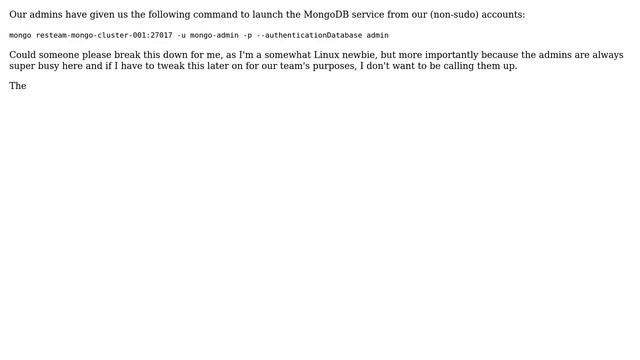 Unable To Understand How This Mongo Query Service Command Works On CentOS 7