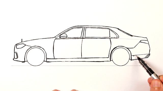 Как нарисовать машину Мерседес-Бенц Майбах