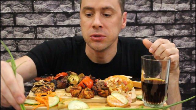 MUKBANG  ШАШЛЫК ОВОЩИ НА ГРИЛЕ ФАРШИРОВАННЫЙ ПЕРЕЦ  МУКБАНГ  Mukbang Senya  eating show  먹방