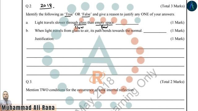 Geometrical Optics Pastpaper-II Solution 2018-2019 Class 10 Physics