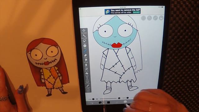 ASMR Gum Chewing Draw With Me On Ipad | Nightmare Before Christmas Sally | Tingly Whisper