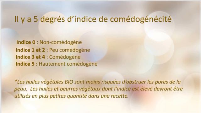 Indice Comédogène Des Huiles Et Des Beurres Végétaux / Facebook Live