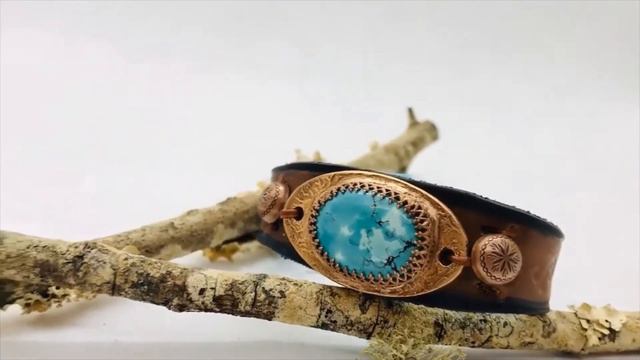 Leather Cuff Bracelet With Turquoise, Southwestern Style Cuff