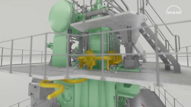 MAN B&W ME-GA Dual-fuel Engine 3D Animation