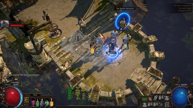 Path Of Exile 3.5.1b - CWDT Build Mouse Only Gameplay - Blood Aqueduct - 1440p