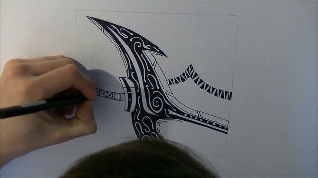 Drawing SKYRIM: Daedric Sword [Zentangle And Tribal Art]