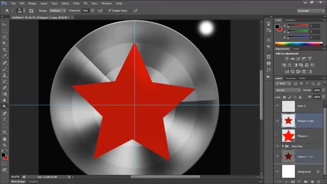 Photoshop Tutorial: Disc And 3D Star With Metallic Texture