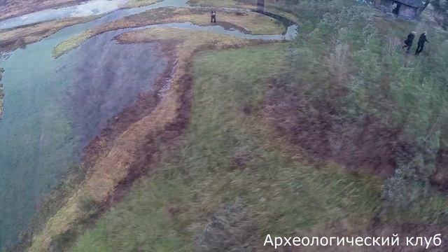 Городище у деревни Савкино Савкина Горка. Пушкинские Горы Аэросъемка.