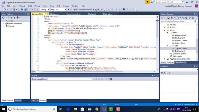 Web Socket SignalR En ASP NET MVC