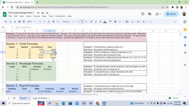 Spreadsheet Lesson Plan - More Practice Entering Formulas