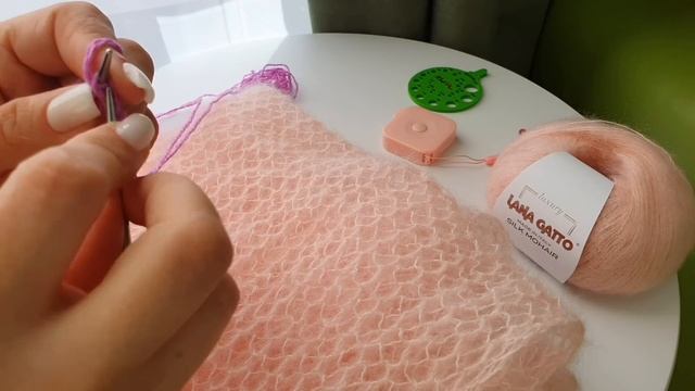 Воздушный узор спицами для палантина.