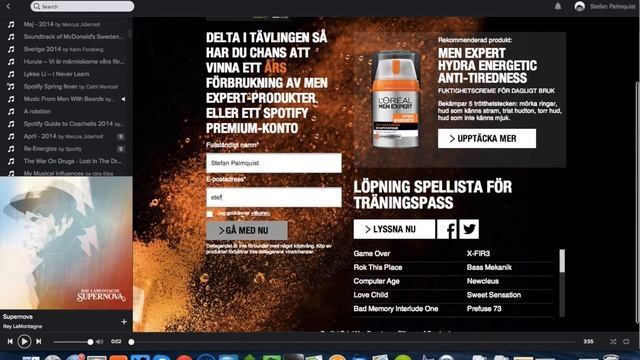 L'Oréal Men Expert - Spotify Ads Linked To Advertiser Page