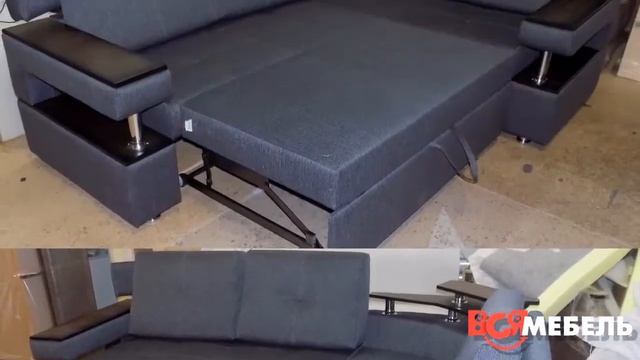 Угловой диван кровать в рогожке 