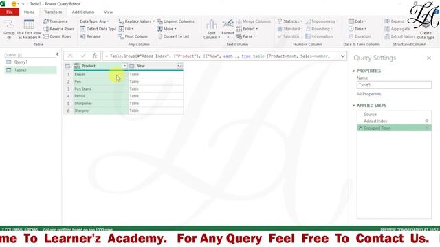 Create An Index Column For Subgroups In Power Query | Power Query | Index Column In Power Query