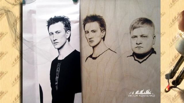 Пирография на заказ, портрет группы LUMEN