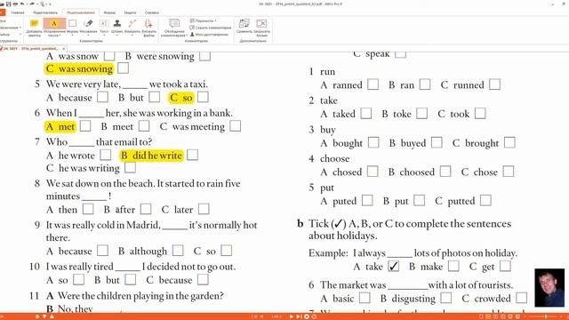 QuickTest #2 - Past Continuous Vs Past Simple (English File)