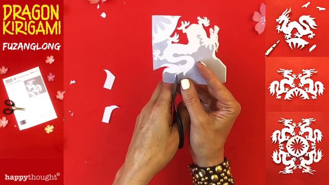 Easy DIY Fuzanglong Dragon Snowflake For Year Of The Dragon. Paper Snowflake Template • Happythough