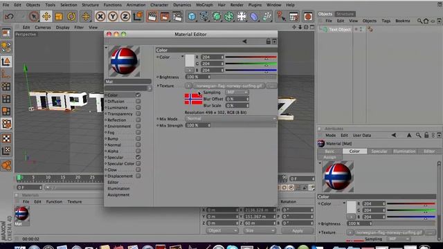 Tutorial #1: How To Add Texture To A Text Object In C4D.