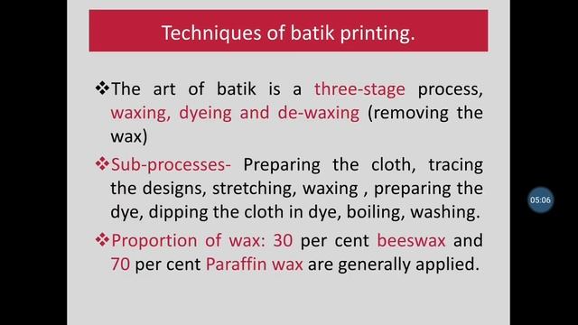 Introduction To Batik Printing.