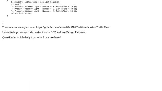 Code Review: Problem: Traffic Flow