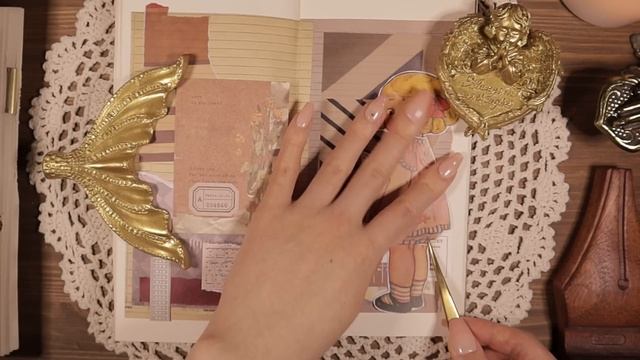 ASMR 종이인형 컷팅컷팅 빈티지 다꾸 꾸미기 팅글사운드⭐ Scrapbooking Journaling Relaxing Sounds | Hwaufranc