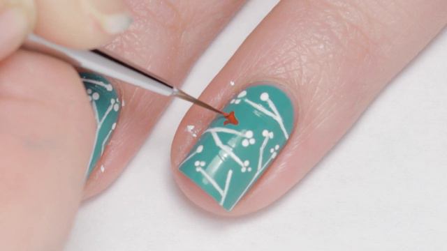 Minimalistic Cardinals on Twigs  Nail Art
