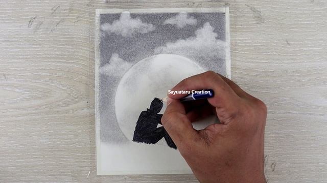 How To Draw A Sad Boy Sitting Alone Under Moonlight With Pencil, Moonlight Night Drawing