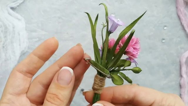 Spring Prom Boutonniere With Clover Flower And Campanula Flower