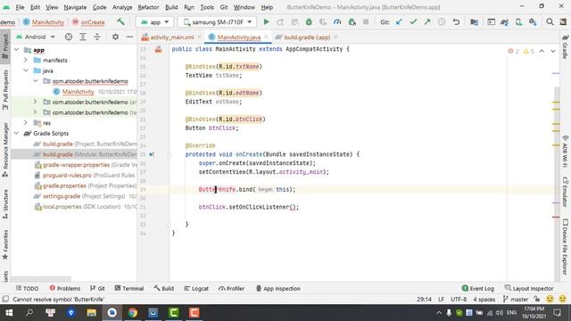 Butter Knife Library Thay Thế FindViewById - Android Studio