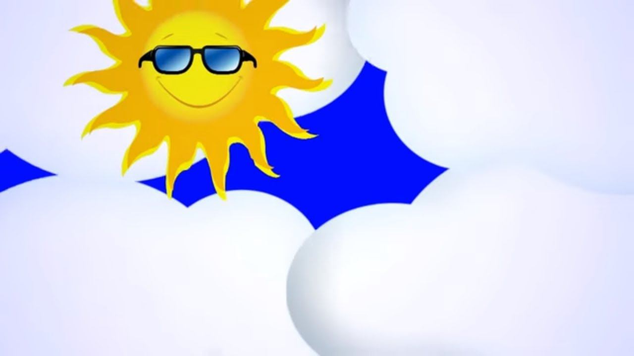 Футаж детский переход солнышко #001 Footage Sun Clouds Blue Screen