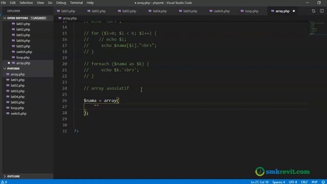 PHP UNTUK SISWA SMK #9  Array PHP