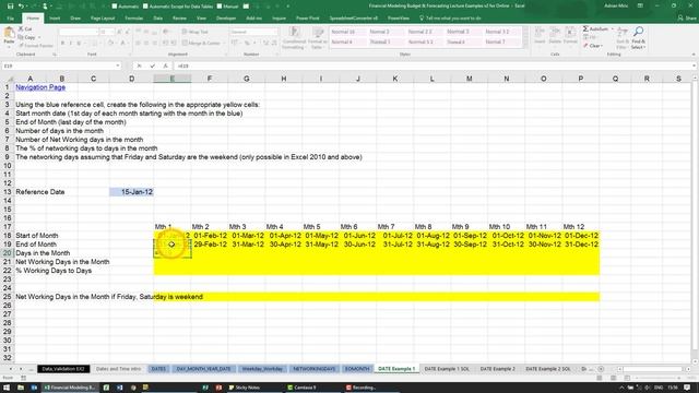 Excel Formula For Start/ End Of Month, Days Between Dates (work Days)