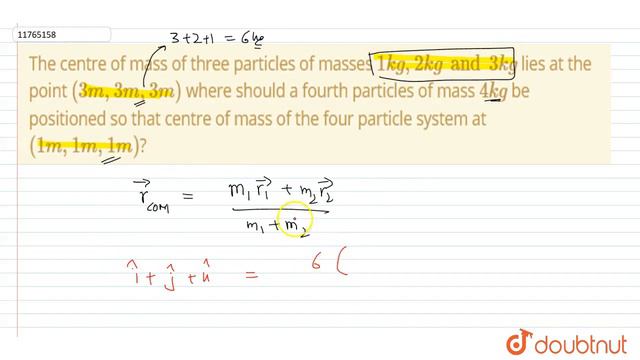 The Centre Of Mass Of Three Particles Of Masses `1 Kg, 2kg And 3 Kg` Lies