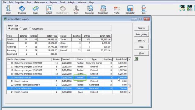 Adagio Receivables - Batch Status Inquiry
