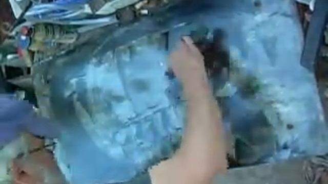 Monotyping Of An Vikings Ship - Wickingerschiff Monotypie