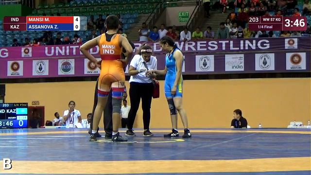 1/4 WW - 57 Kg: M. MANSI (IND) V. Z. ASSANOVA (KAZ)